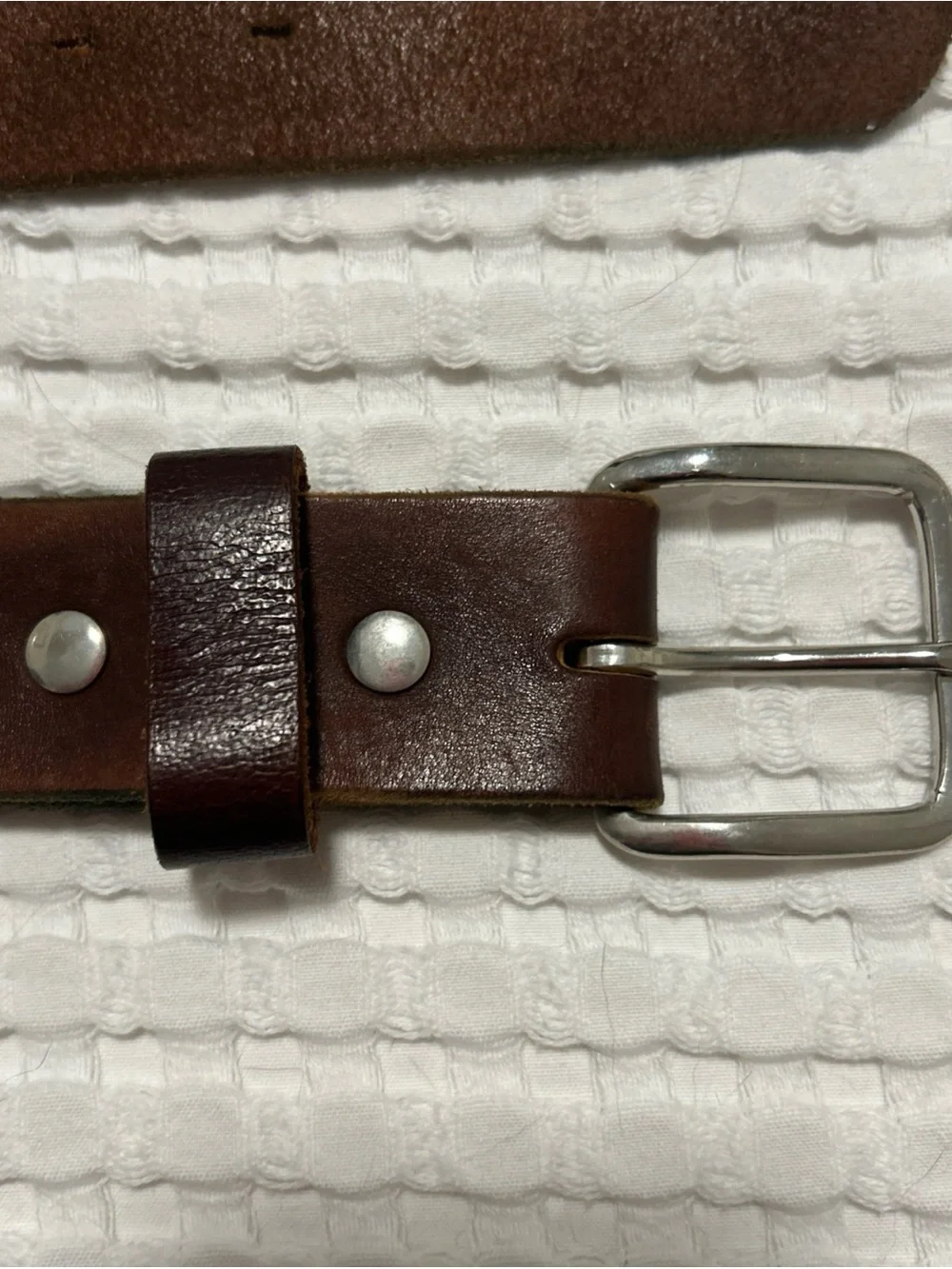 Main Street Forge Men's Full Grain Leather Belt Brown Size 36 Silver Buckle